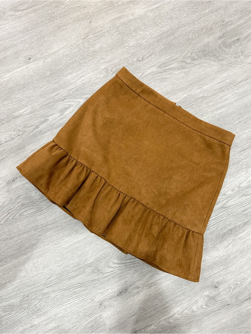J. Crew Cognac Ruffle-Hem Mini Skirt